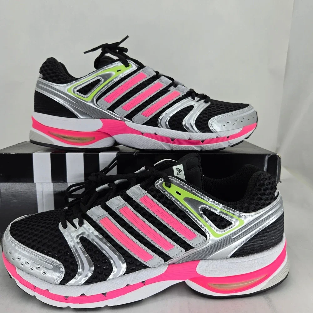 Adidas Adistar Control 5 Mens 10.5 Running Shoes Black Silver Pink JS0041 NEW